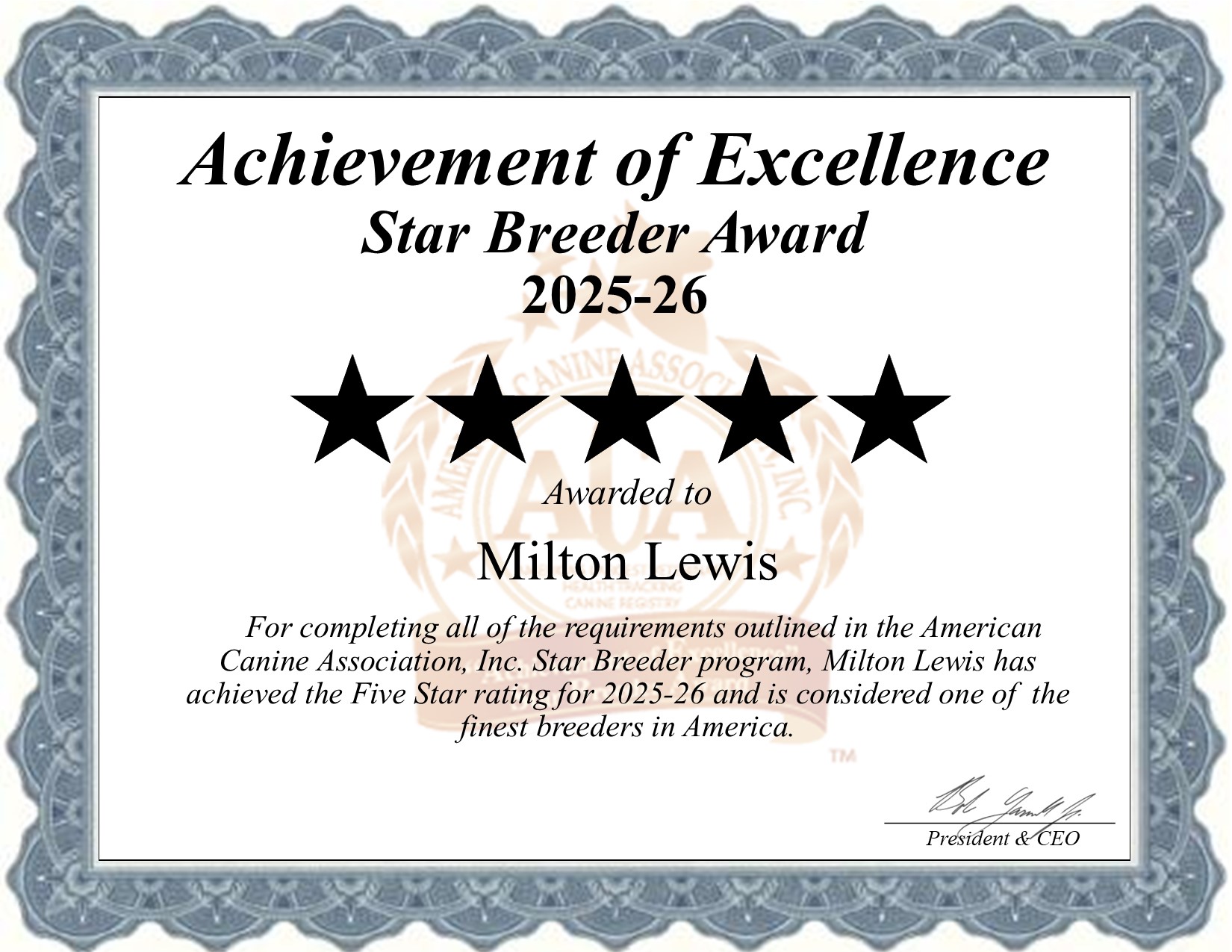 Milton, Lewis, dog, breeder, star, certificate, Milton-Lewis, Newport, NE, Nebraska, puppy, dog, kennels, mill, puppymill, usda, 5-star, aca, ica, registered, Miniature Bernedoodle